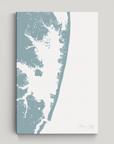 Ocean City vertical canvas map, Soft Blue, No Frame
