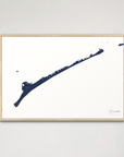 Ocracoke horizontal canvas map, Navy, Natural Oak