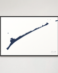 Ocracoke horizontal canvas map, Navy, Black Frame