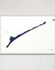 Ocracoke horizontal canvas map, Navy, White Frame