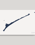 Ocracoke horizontal canvas map, Navy, No Frame