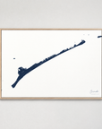 Ocracoke horizontal canvas map, Navy, Light Wood