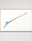 Ocracoke horizontal canvas map, Soft Blue, Natural Oak