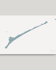 Ocracoke horizontal canvas map, Soft Blue, No Frame