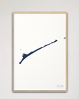 Ocracoke vertical canvas map, Navy, Natural Oak