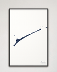 Ocracoke vertical canvas map, Navy, Black Frame