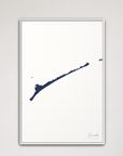 Ocracoke vertical canvas map, Navy, White Frame
