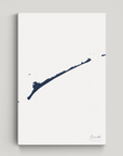 Ocracoke vertical canvas map, Navy, No Frame