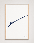 Ocracoke vertical canvas map, Navy, Light Wood