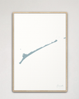 Ocracoke vertical canvas map, Soft Blue, Natural Oak