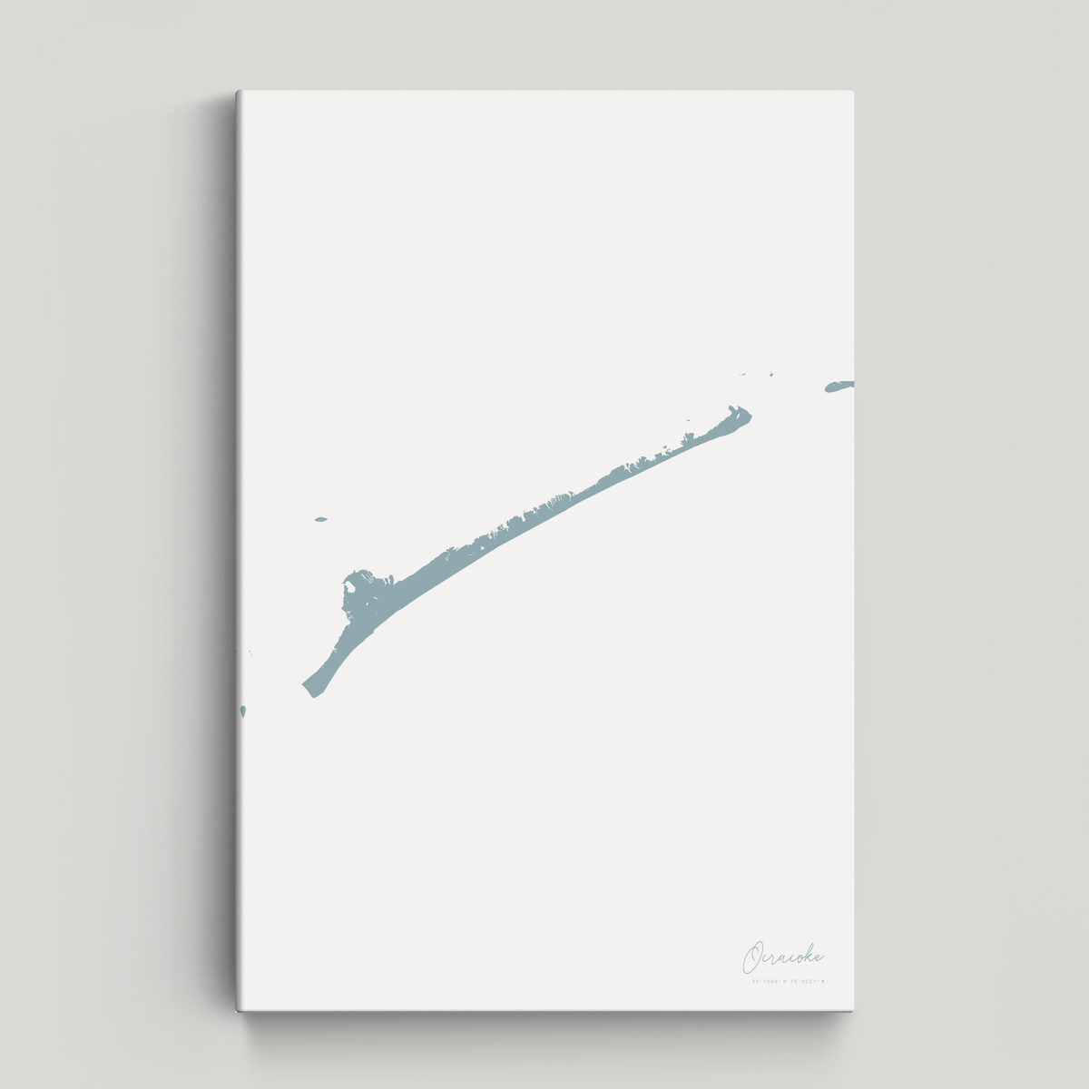 Ocracoke vertical canvas map, Soft Blue, No Frame