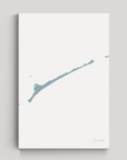 Ocracoke vertical canvas map, Soft Blue, No Frame