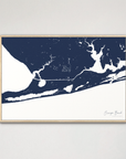 Orange Beach horizontal canvas map, Navy, Natural Oak