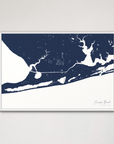 Orange Beach horizontal canvas map, Navy, White Frame