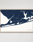 Orange Beach horizontal canvas map, Navy, Light Wood