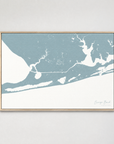 Orange Beach horizontal canvas map, Soft Blue, Light Wood