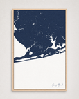 Orange Beach vertical canvas map, Navy, Light Wood