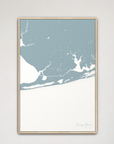 Orange Beach vertical canvas map, Soft Blue, Natural Oak
