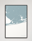 Orange Beach vertical canvas map, Soft Blue, Black Frame