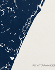 Pawleys Island horizontal canvas map in Navy, map detail