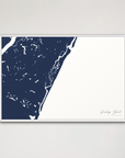 Pawleys Island horizontal canvas map, Navy, White Frame