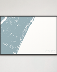 Pawleys Island horizontal canvas map, Soft Blue, Black Frame