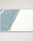 Pawleys Island horizontal canvas map, Soft Blue, White Frame