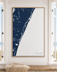Pawleys Island vertical canvas map in Navy, window interior