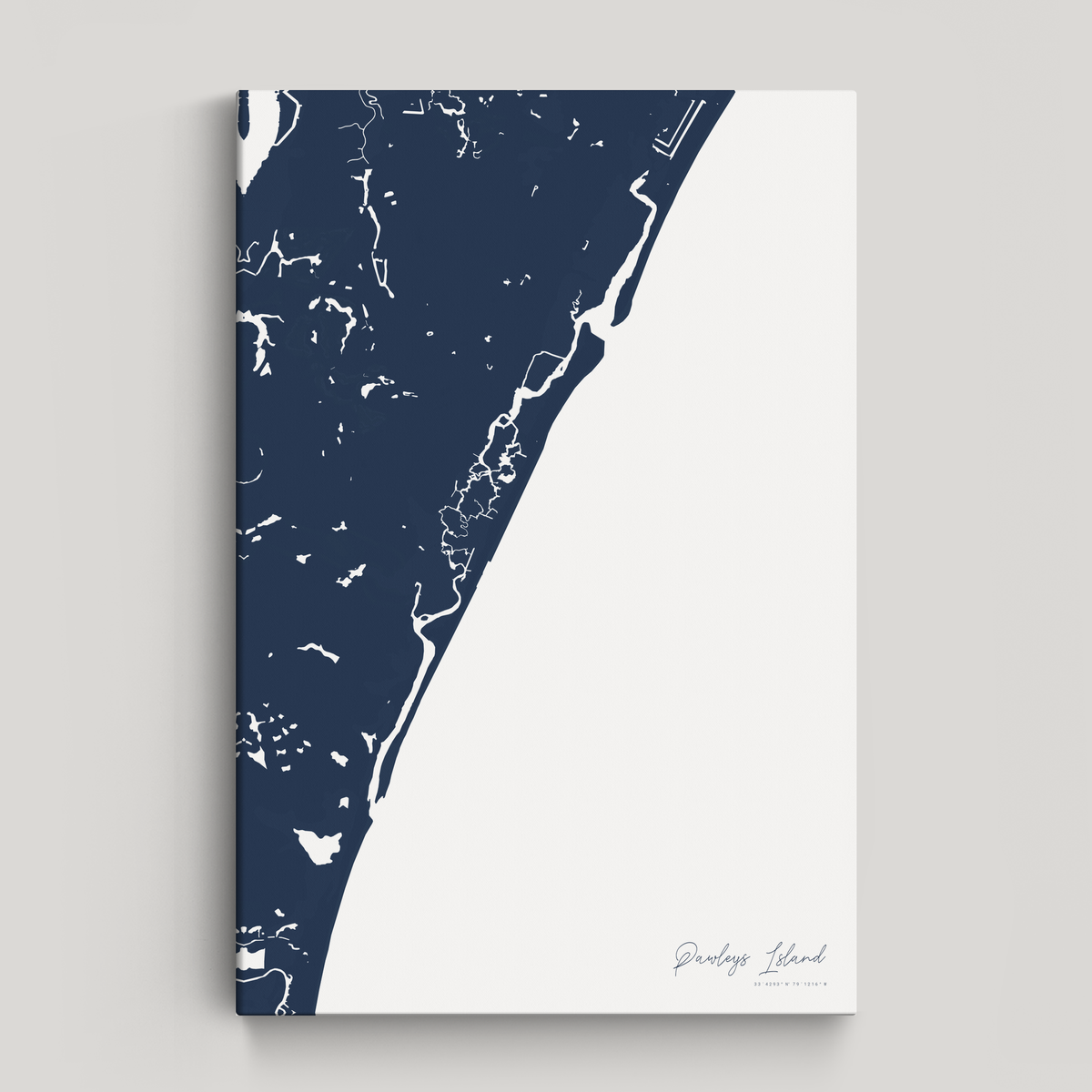 Pawleys Island vertical canvas map, Navy, No Frame