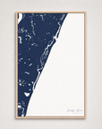 Pawleys Island vertical canvas map, Navy, Light Wood