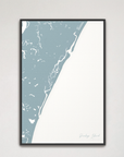 Pawleys Island vertical canvas map, Soft Blue, Black Frame