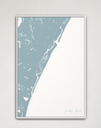 Pawleys Island vertical canvas map, Soft Blue, White Frame