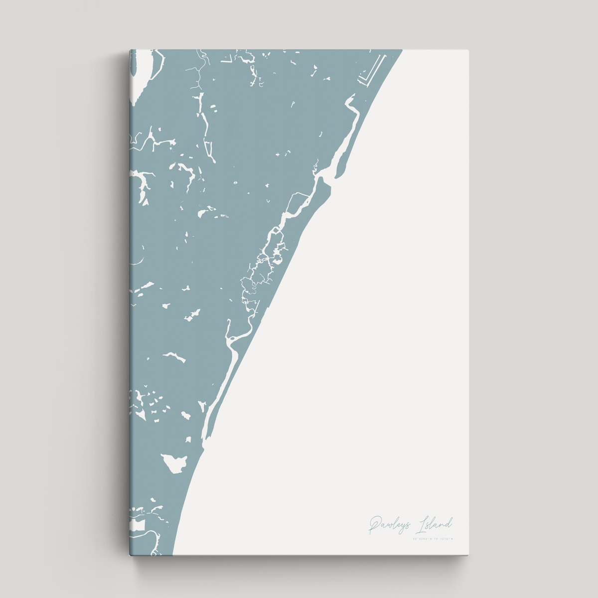 Pawleys Island vertical canvas map, Soft Blue, No Frame