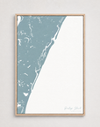 Pawleys Island vertical canvas map, Soft Blue, Light Wood