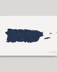 Puerto Rico horizontal canvas map, Navy, No Frame