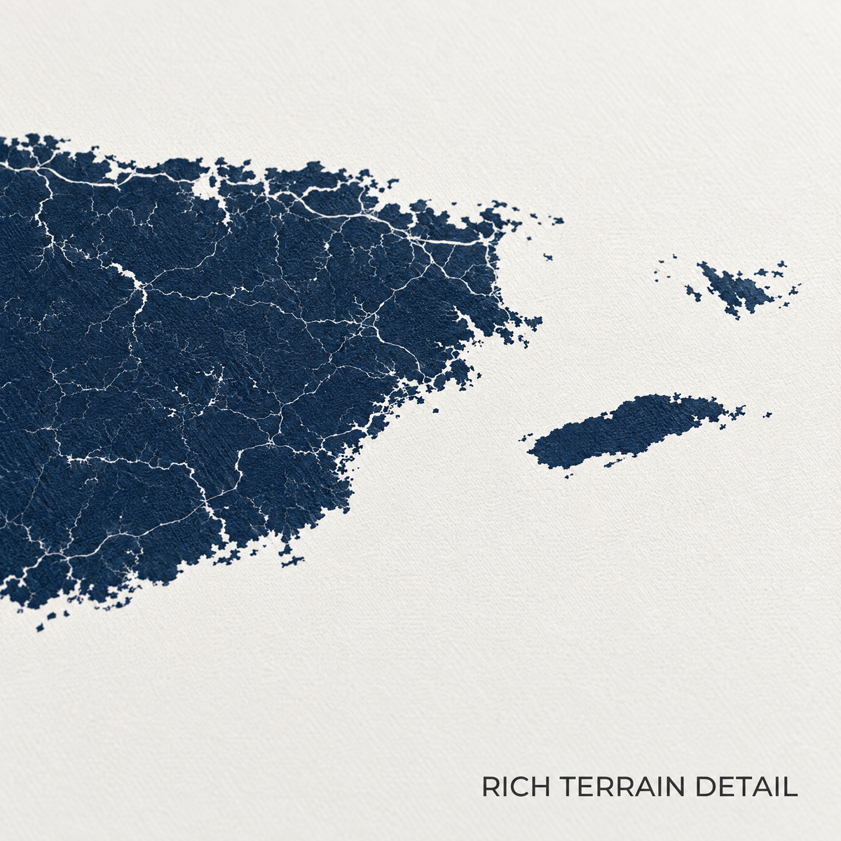 Puerto Rico vertical canvas map in Navy, map detail