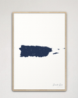 Puerto Rico vertical canvas map, Navy, Natural Oak