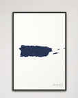 Puerto Rico vertical canvas map, Navy, Black Frame