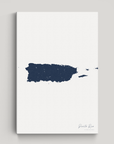 Puerto Rico vertical canvas map, Navy, No Frame