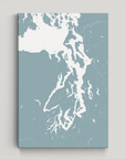 Puget Sound vertical canvas map, Soft Blue, No Frame