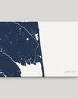 Rehoboth Beach horizontal canvas map, Navy, No Frame