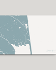 Rehoboth Beach horizontal canvas map, Soft Blue, No Frame