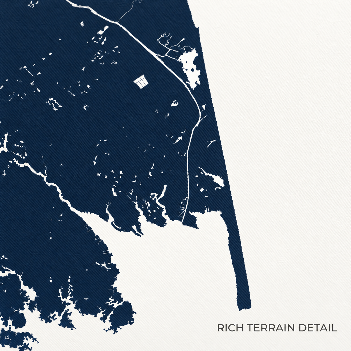 Rehoboth Beach vertical canvas map in Navy, map detail
