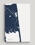 Rehoboth Beach vertical canvas map, Navy, No Frame
