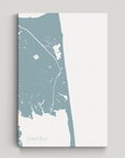 Rehoboth Beach vertical canvas map, Soft Blue, No Frame