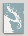 Salish Sea vertical canvas map, Soft Blue, No Frame