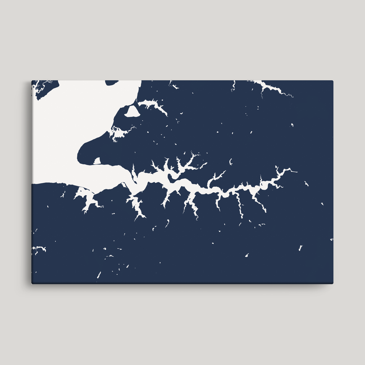 Sassafras River horizontal canvas map, Navy, No Frame