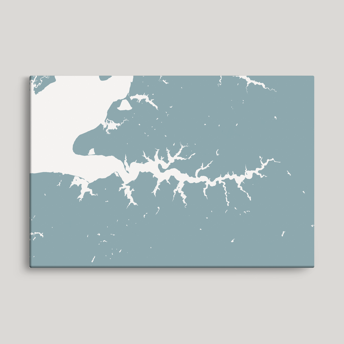 Sassafras River horizontal canvas map, Soft Blue, No Frame