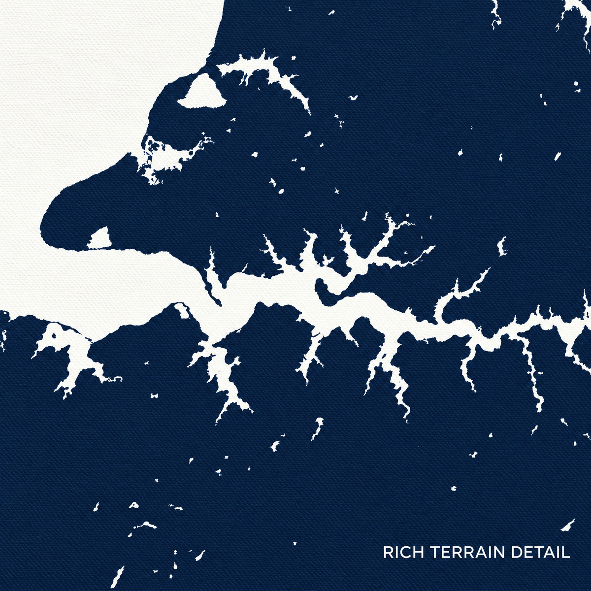 Sassafras River vertical canvas map in Navy, shoreline detail