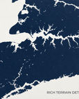 Sassafras River vertical canvas map in Navy, map detail